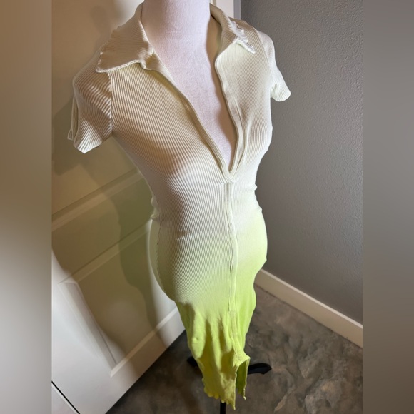 Ribbed v neck collar maxi dress - Picture 4 of 6